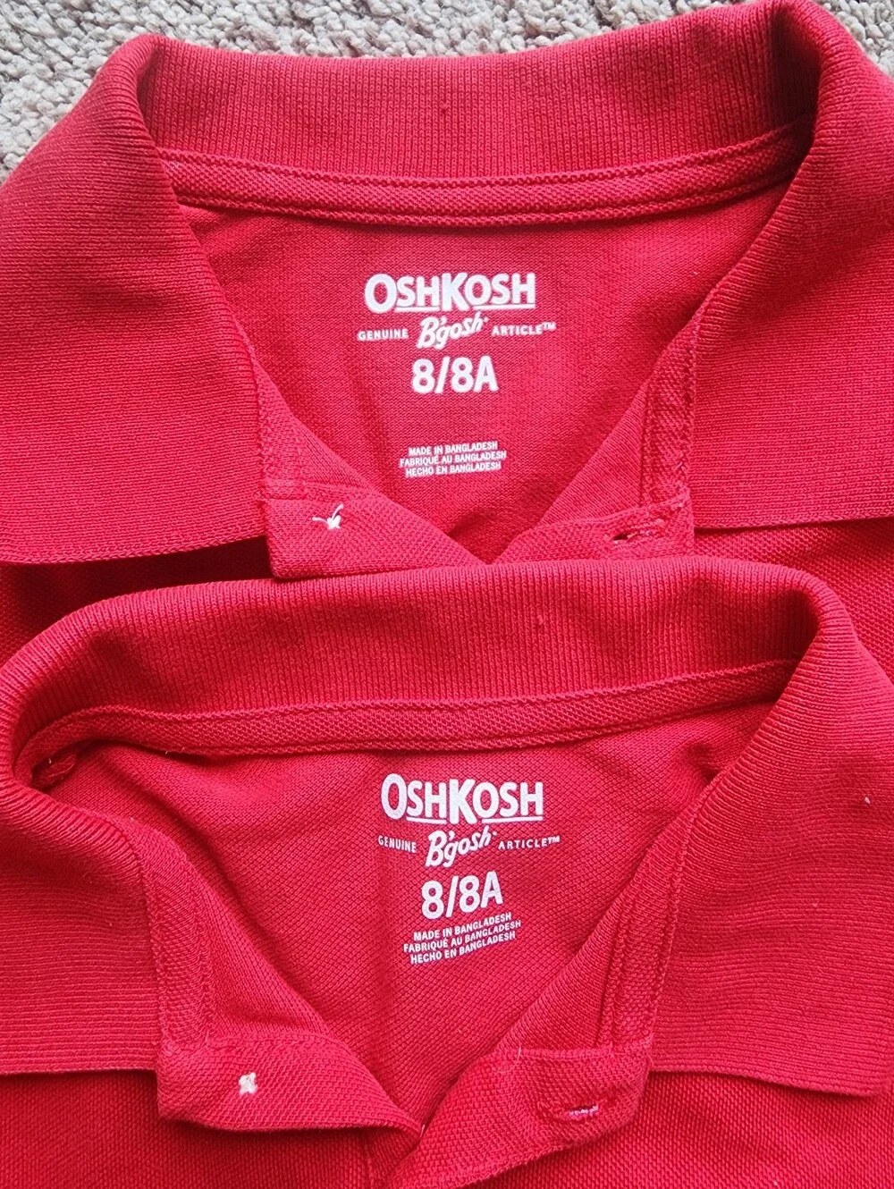 Boys Osh Kosh Boys Size 8/8A Red Uniform Polo, In Good Shape, Minor Flaw Shown